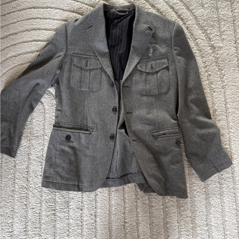 Men’s Taso Elba Gray “English” Pocket Blazer - Medium